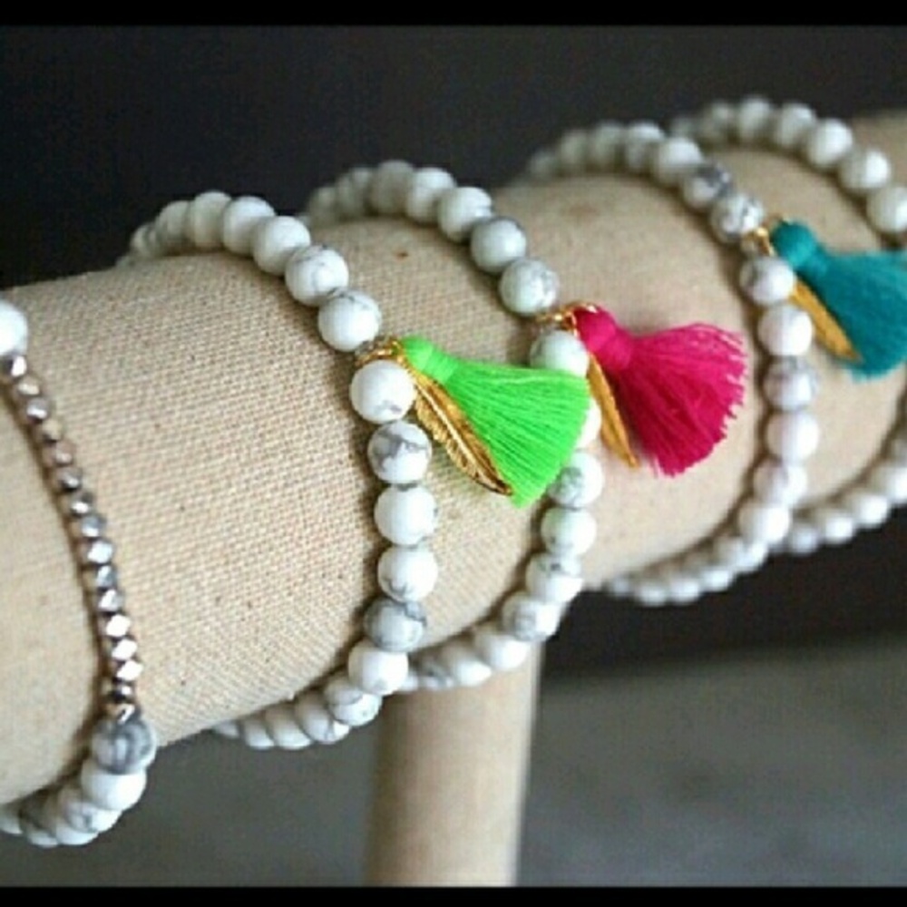 5 Bracelet Gemstone Tassel  Set